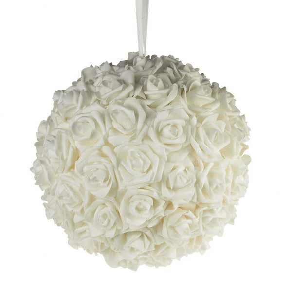 Soft Touch Flower Kissing Balls Wedding Centerpiece, 12-inch, White