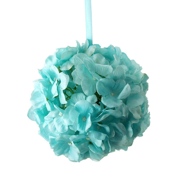 Silk Hydrangea Flower Kissing Balls Centerpiece, 6-Inch, Aqua