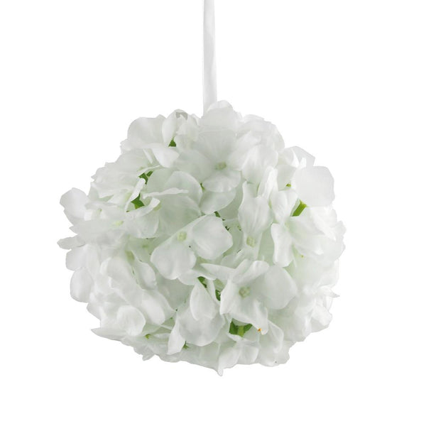 Silk Hydrangea Flower Kissing Balls Centerpiece, 6-Inch, White