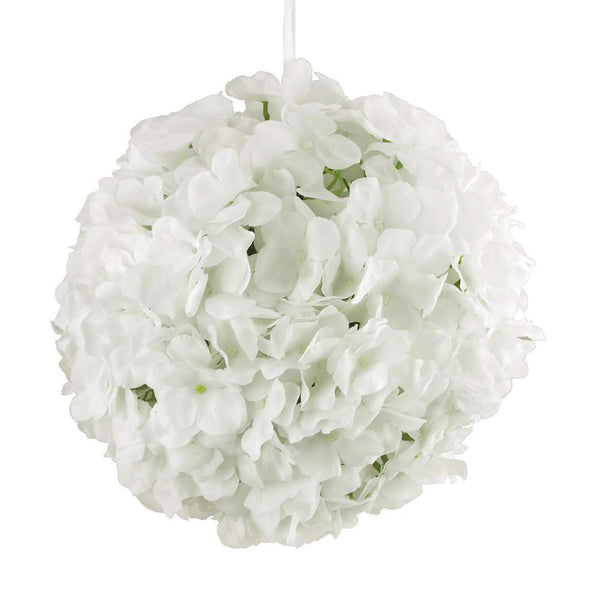 Silk Hydrangea Flower Kissing Balls Centerpiece, 10-Inch, White