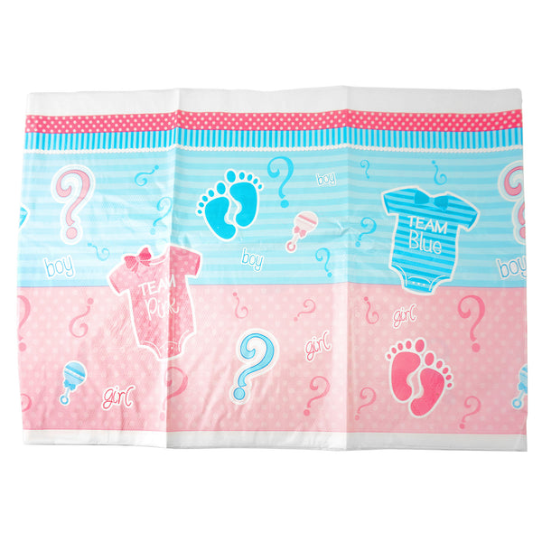 Gender Reveal Party Plastic Tablecover, 54-Inch x 108-Inch
