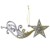 Shooting Star Christmas Ornaments, 7-1/2-Inch, 2-Piece - Gold/Silver