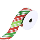 Christmas Glitter Candy Cane Stripes Wired Ribbon, 1-1/2-Inch, 10-Yard - Green/Red/White