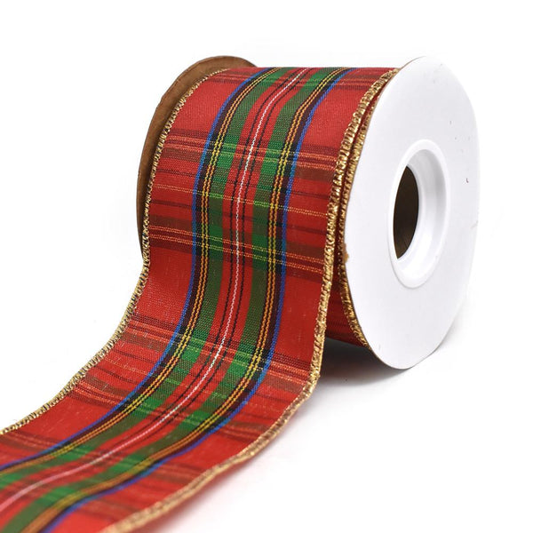 Renee Plaid Wired Edge Christmas Ribbon, 2-1/2-Inch, 10-Yard