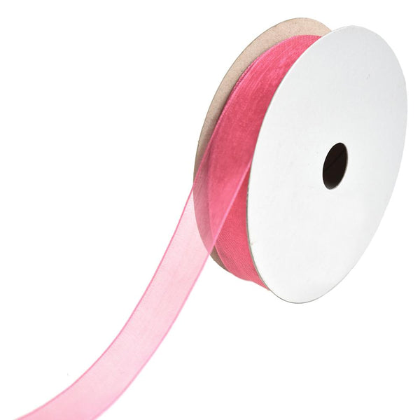 Sheer Nylon Organdy Ribbon, 5/8-Inch, 25-Yard, Pink