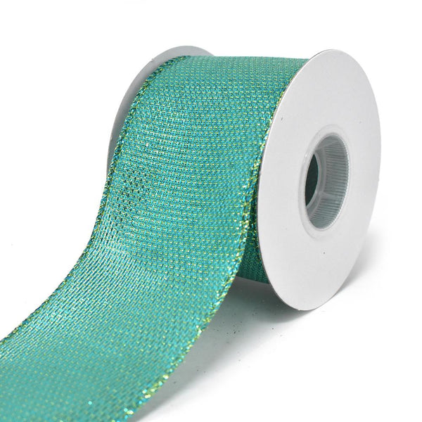 Tile Lame Mermaid Wired Edge Christmas Ribbon, Aqua, 2-1/2-Inch, 10-Yard