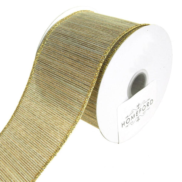 Metallic Striped Harmony Wired Christmas Holiday Ribbon, Gold/Silver, 2-1/2-Inch, 10 Yards