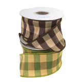 Checkered Silk Wired Edge Ribbon, 2-1/2-Inch, 10 Yards