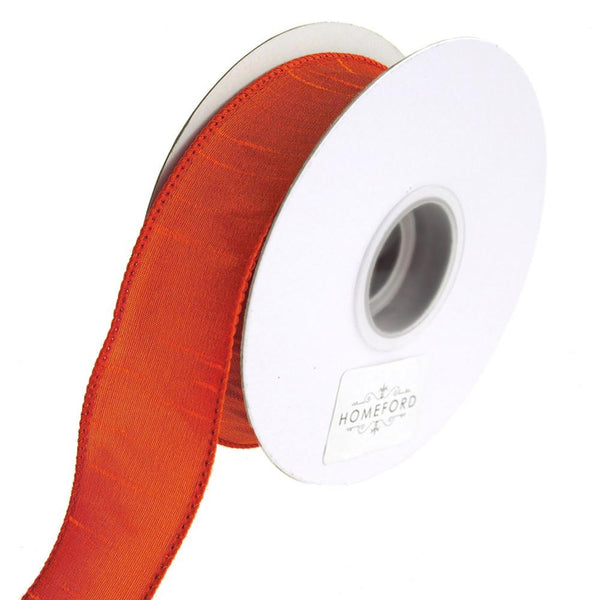 Dupioni Supreme Wired Edge Ribbon, Orange, 1-1/2-Inch, 20 Yards