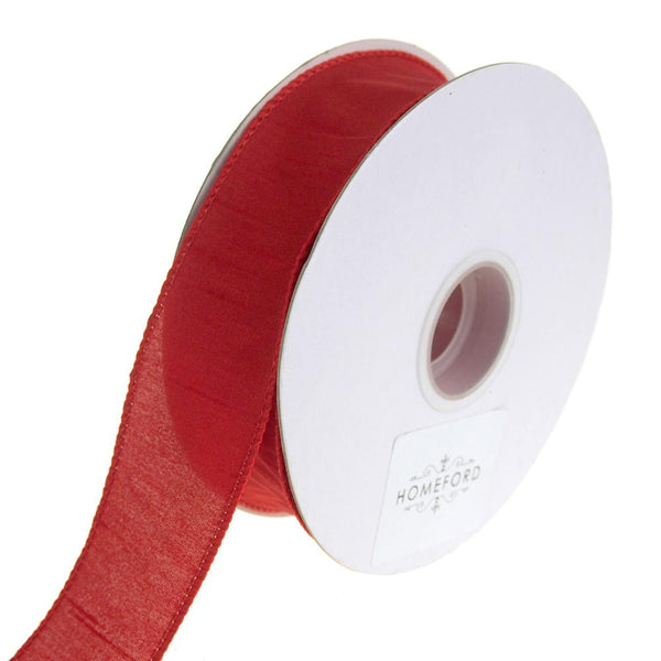 Dupioni Supreme Wired Edge Ribbon, Red, 1-1/2-Inch, 20 Yards