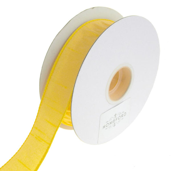 Dupioni Supreme Wired Edge Ribbon, Yellow, 1-1/2-Inch, 20 Yards