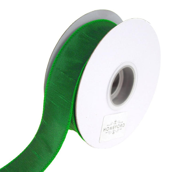 Dupioni Supreme Wired Edge Ribbon, Emerald, 1-1/2-Inch, 20 Yards