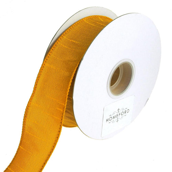 Dupioni Supreme Wired Edge Ribbon, Yellow Gold, 1-1/2-Inch, 20 Yards