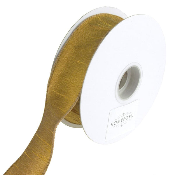 Dupioni Supreme Wired Edge Ribbon, Antique Gold, 1-1/2-Inch, 20 Yards