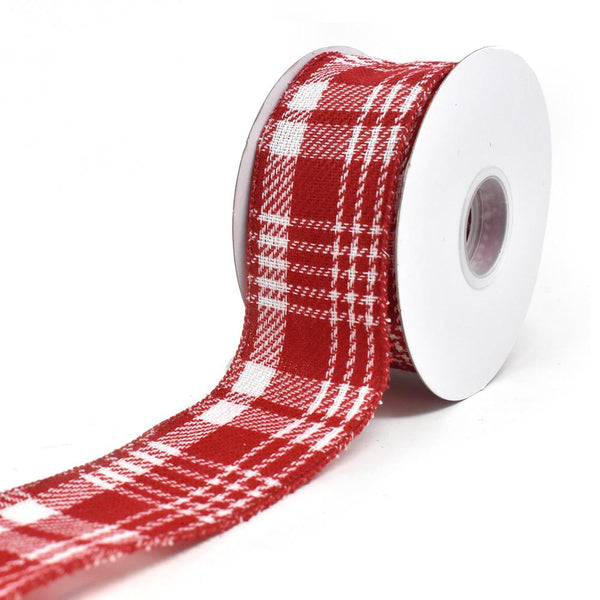 Twill Peppermint Plaid Wired Edge Christmas Ribbon, 2-1/2-Inch, 10-Yard