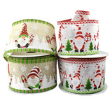 Glitter Christmas Gnomes with Gifts Wired Ribbon, 2-1/2-Inch, 10-Yard