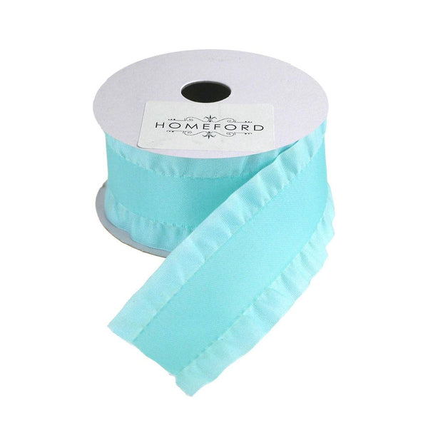 Double Ruffled Satin Ribbon, 1-1/2-Inch, 3-Yard, Aqua