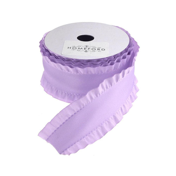 Double Ruffled Satin Ribbon, 1-1/2-Inch, 3-Yard, Orchid