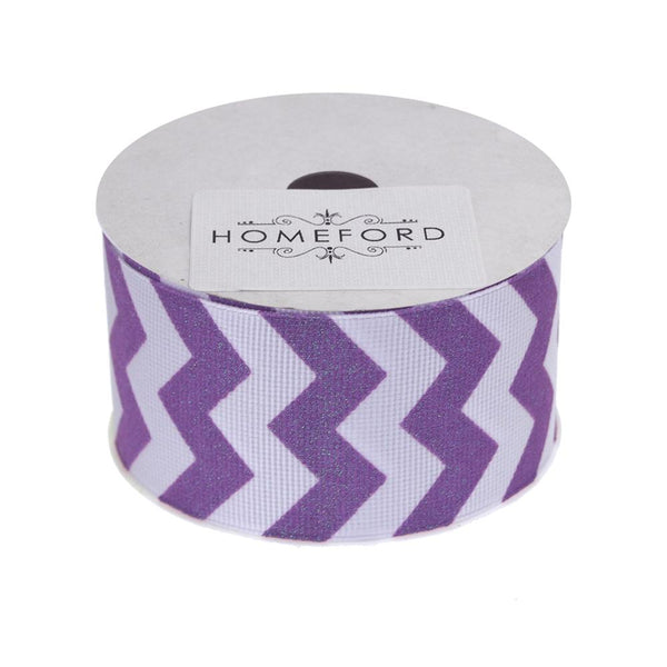 Sugar Chevron White Grosgrain Ribbon, 1-1/2-Inch, 3 Yards, Grape