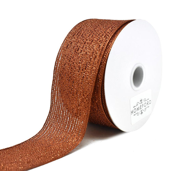 Vienna Metallic Glitter Wired Ribbon, Copper, 1-1/2-Inch, 4-Yard