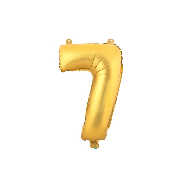 Aluminum Foil Number Balloon "7", Gold, 34-Inch