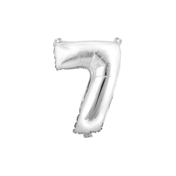 Aluminum Foil Number Balloon "7", Silver, 34-Inch