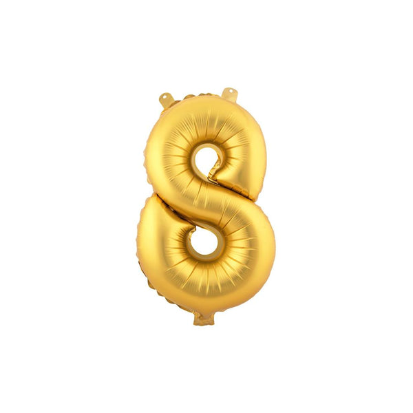 Aluminum Foil Number Balloon "8", Gold, 34-Inch