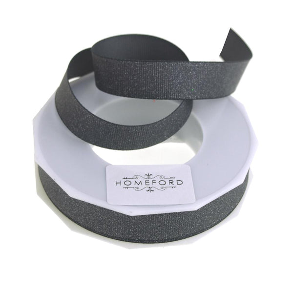 Dazzle Glitter Grosgrain Ribbon, 5/8-Inch, 20 Yards, Metal Grey