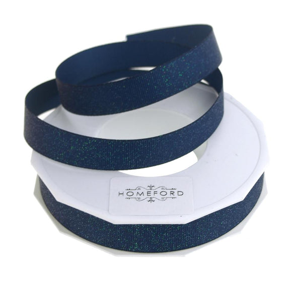 Dazzle Glitter Grosgrain Ribbon, 5/8-Inch, 20 Yards, Light Navy