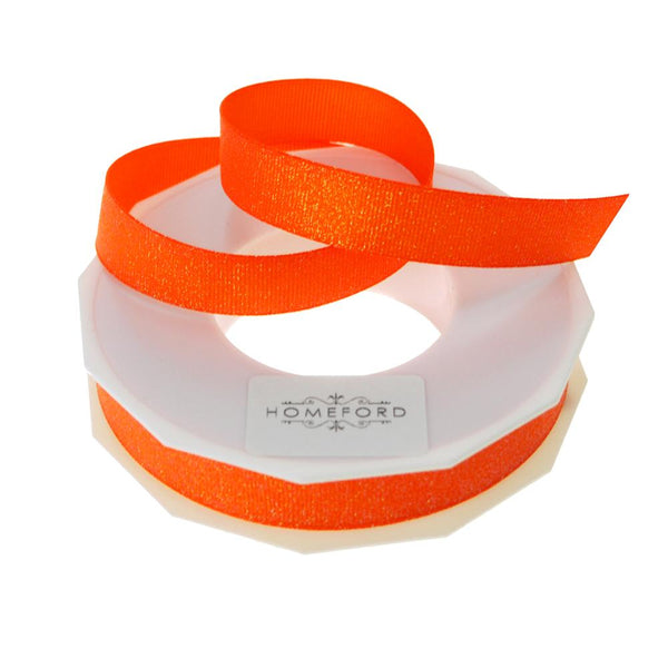 Dazzle Glitter Grosgrain Ribbon, 5/8-Inch, 20 Yards, Tangerine