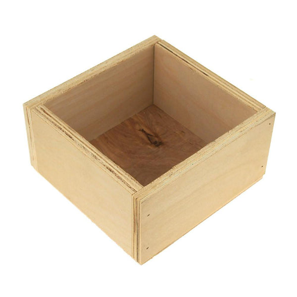 Square Wooden Crate, 6-Inch x 6-Inch, Natural