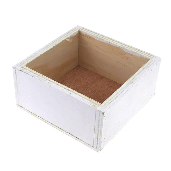 Square Wooden Crate, 6-Inch x 6-Inch, White