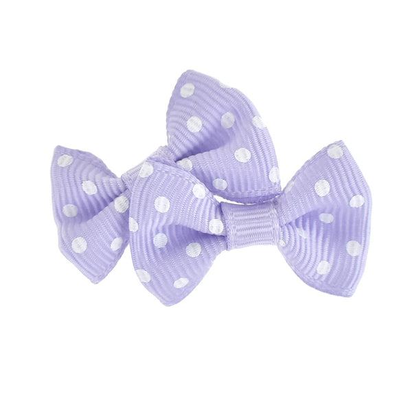 Mini Polka Dot Tied Grosgrain Bow Favor Embellishments, 1-1/2-Inch, 12-Piece, Lavender