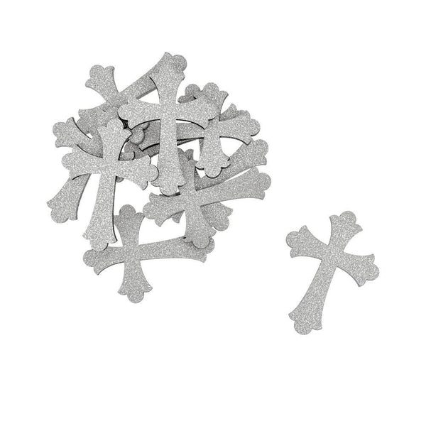 Small Glitter Wooden Cross Cut-Outs, 1-3/4-Inch, 10-Piece, Silver