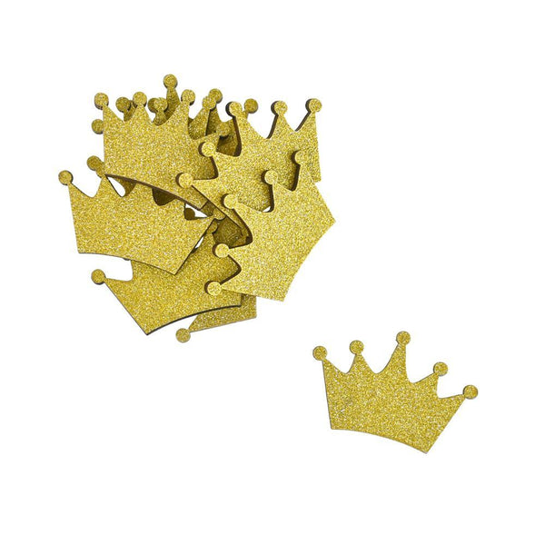 Small Glitter Wooden Crown Cut-Outs, 1-1/2-Inch, 10-Piece, Gold