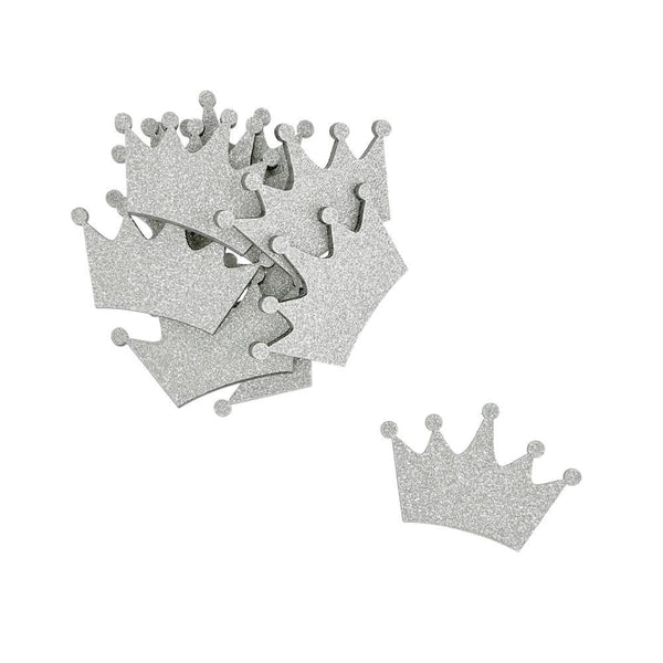 Small Glitter Wooden Crown Cut-Outs, 1-1/2-Inch, 10-Piece, Silver