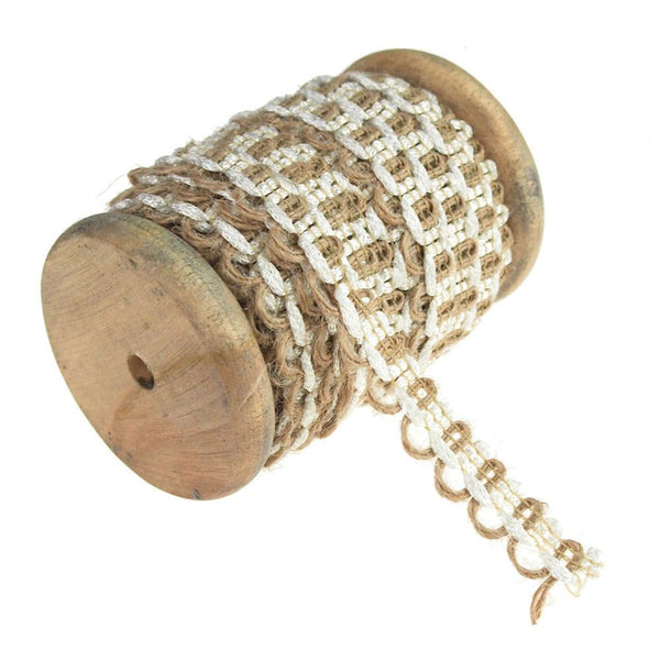 Jute Lace Mesh Wooden Spool, 1/2-Inch, 10 Yards