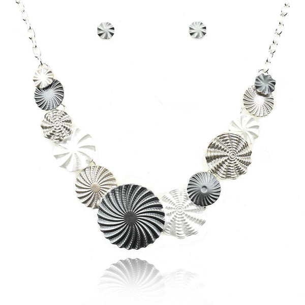 Epoxy Circle Swirls Necklace Set, Gray