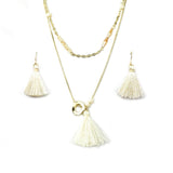 Tassel and Dainty Glass Beads Necklace Set