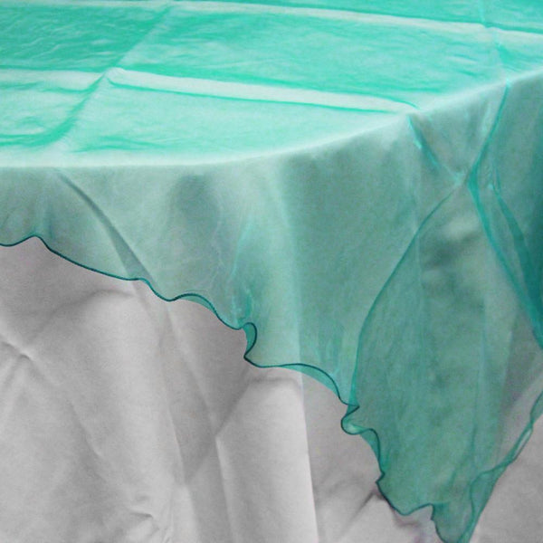 Organza Table Cover Overlay, 80-inch, Turquoise