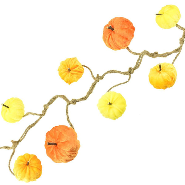 Autumn Velvet Pumpkin Garland, 4-1/2-Feet