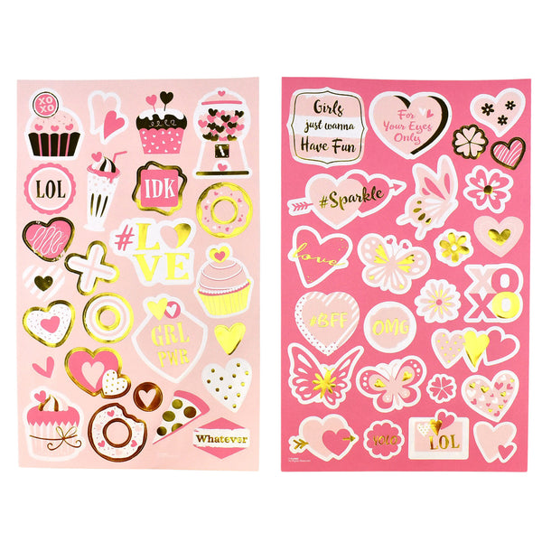 Valentine Stickers with Hot Stamping, 8-Sheet