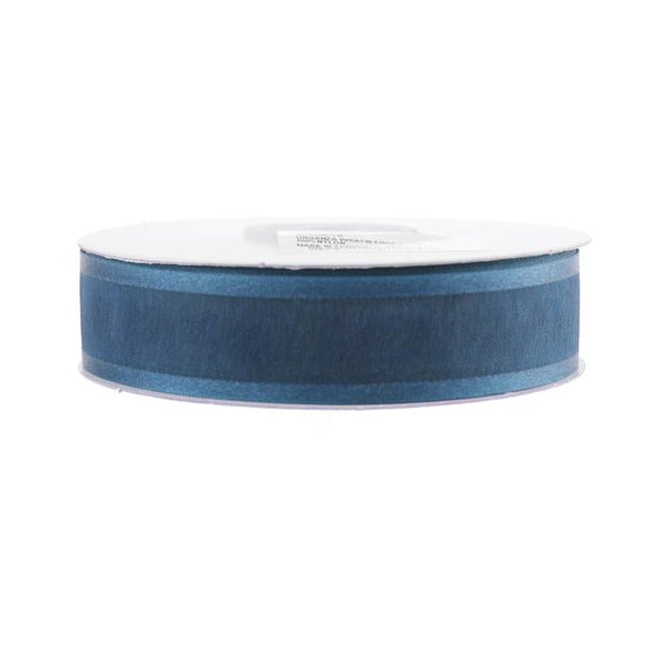 Satin-edge Sheer Organza Ribbon, 7/8-Inch, 25 Yards, Antique Blue