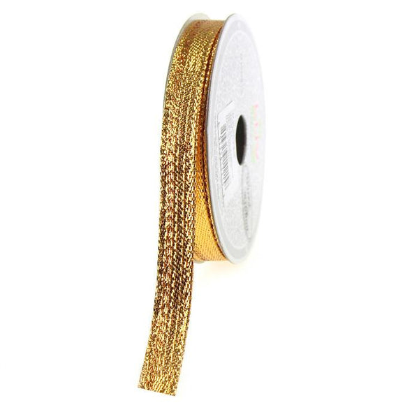 Solid Metallic Holiday Christmas Wired Ribbon, 3/8-Inch, 10 Yards, Antique Gold