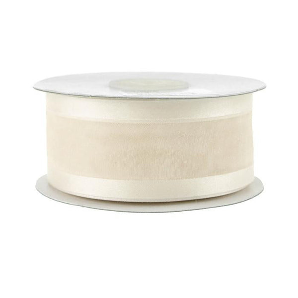 Satin-edge Sheer Organza Ribbon, 1-1/2-inch, 25-yard, Antique White