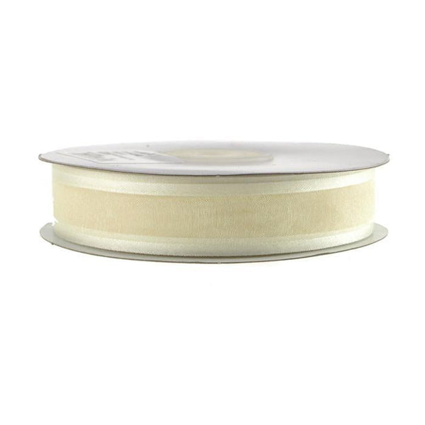 Satin-edge Sheer Organza Ribbon, 7/8-Inch, 25 Yards, Antique White