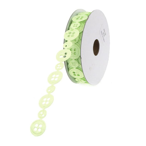 Polyester Button Garland Ribbon, 1/2-Inch, 10 Yards, Apple Green