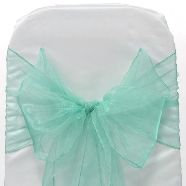 Organza Chair Bow Sash, 9-inch, 10-feet, 6-piece, Aqua