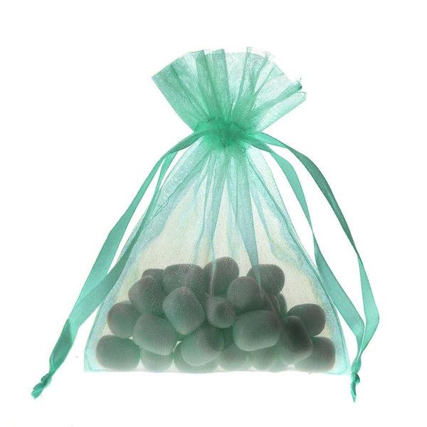 Organza Favor Pouch Bag, 4-Inch x 5-Inch, 12-Count, Aqua