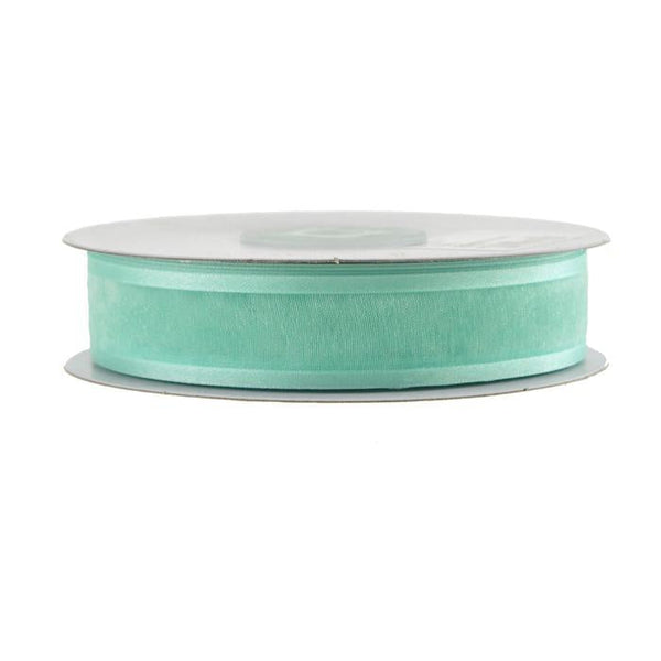 Satin-edge Sheer Organza Ribbon, 7/8-Inch, 25 Yards, Aqua